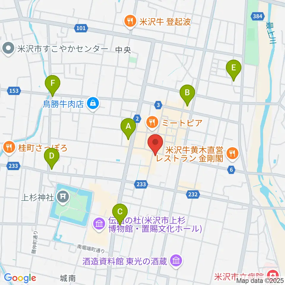 米沢LIVE ARB周辺のコンビニエンスストア一覧地図