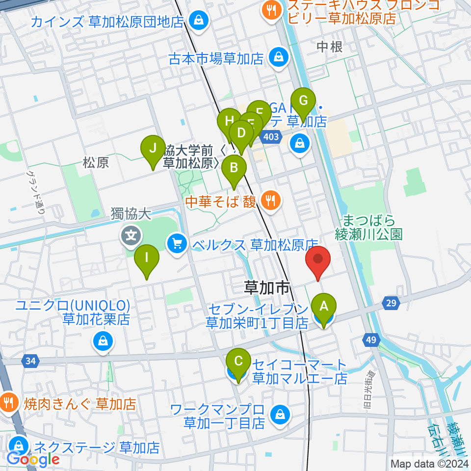 R-SPギター教室周辺のコンビニエンスストア一覧地図