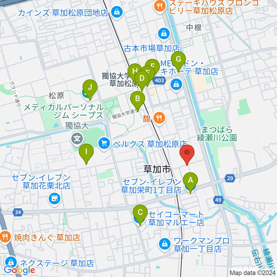 R-SPギター教室周辺のコンビニエンスストア一覧地図