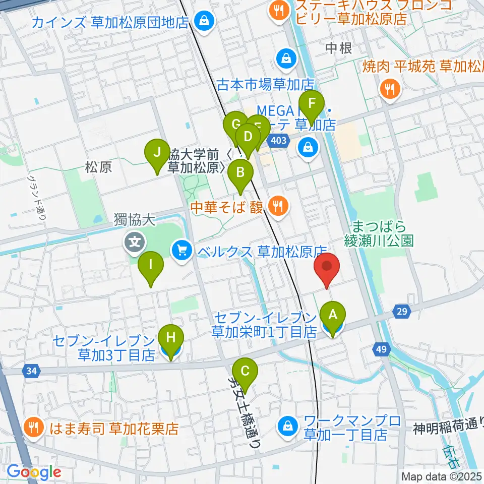 R-SPギター教室周辺のコンビニエンスストア一覧地図