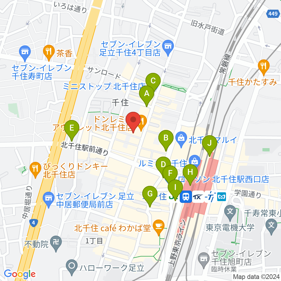 キャナリーギタースクール周辺のコンビニエンスストア一覧地図