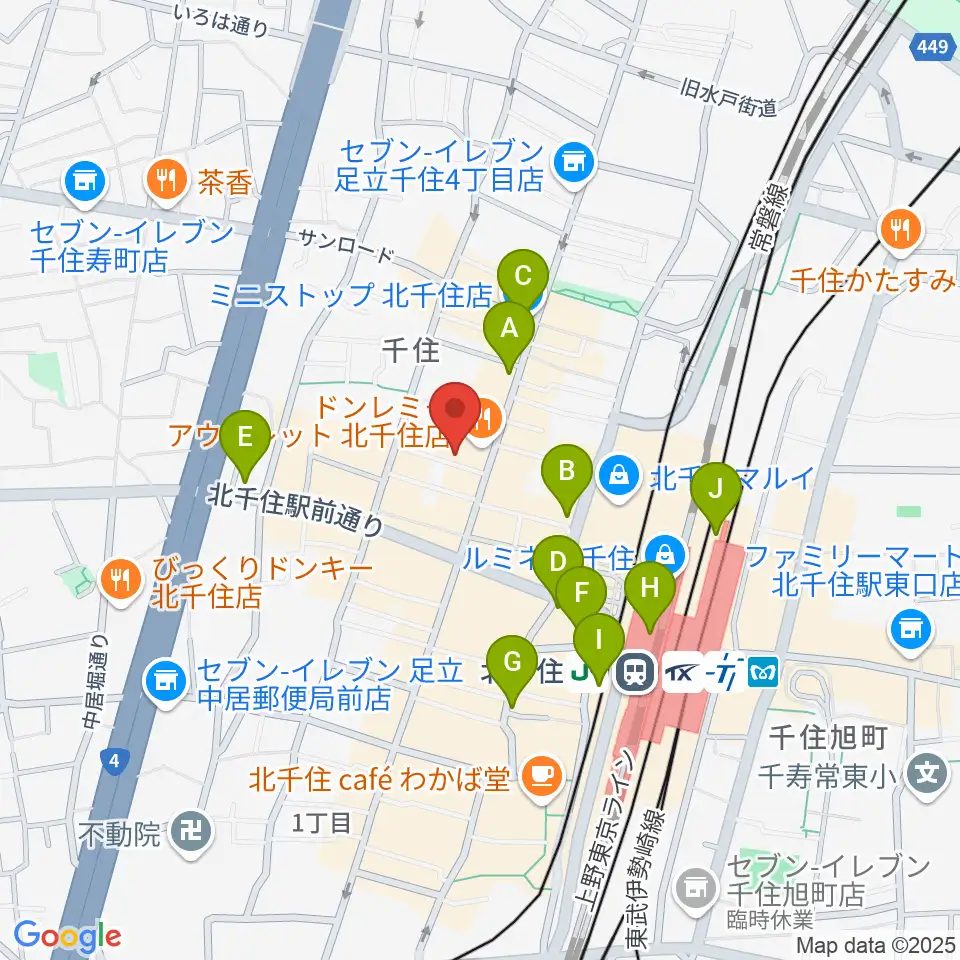 キャナリーギタースクール周辺のコンビニエンスストア一覧地図