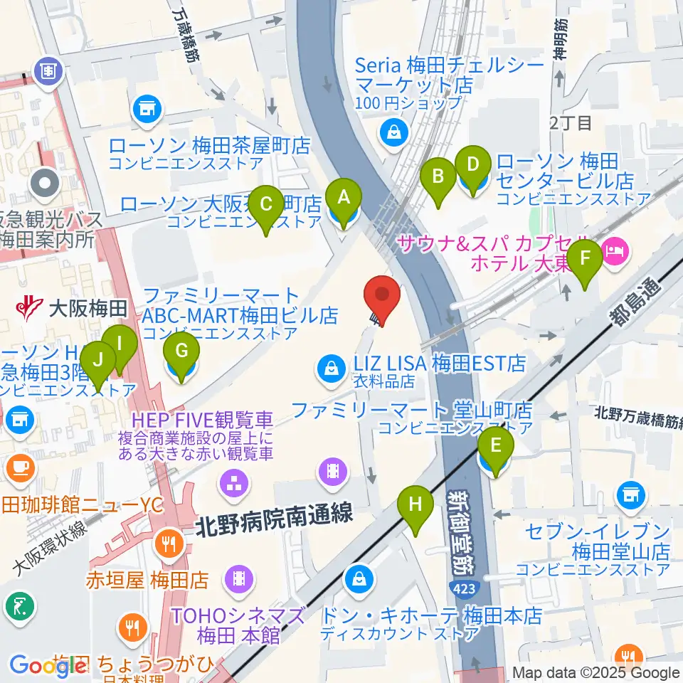 ドルチェ・ミュージック・アカデミーOSAKA周辺のコンビニエンスストア一覧地図