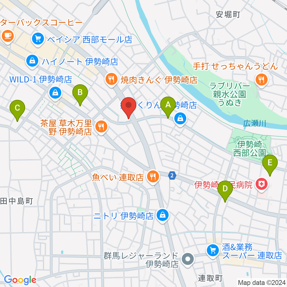 ピアノプラザ群馬 いせさき店周辺のコンビニエンスストア一覧地図