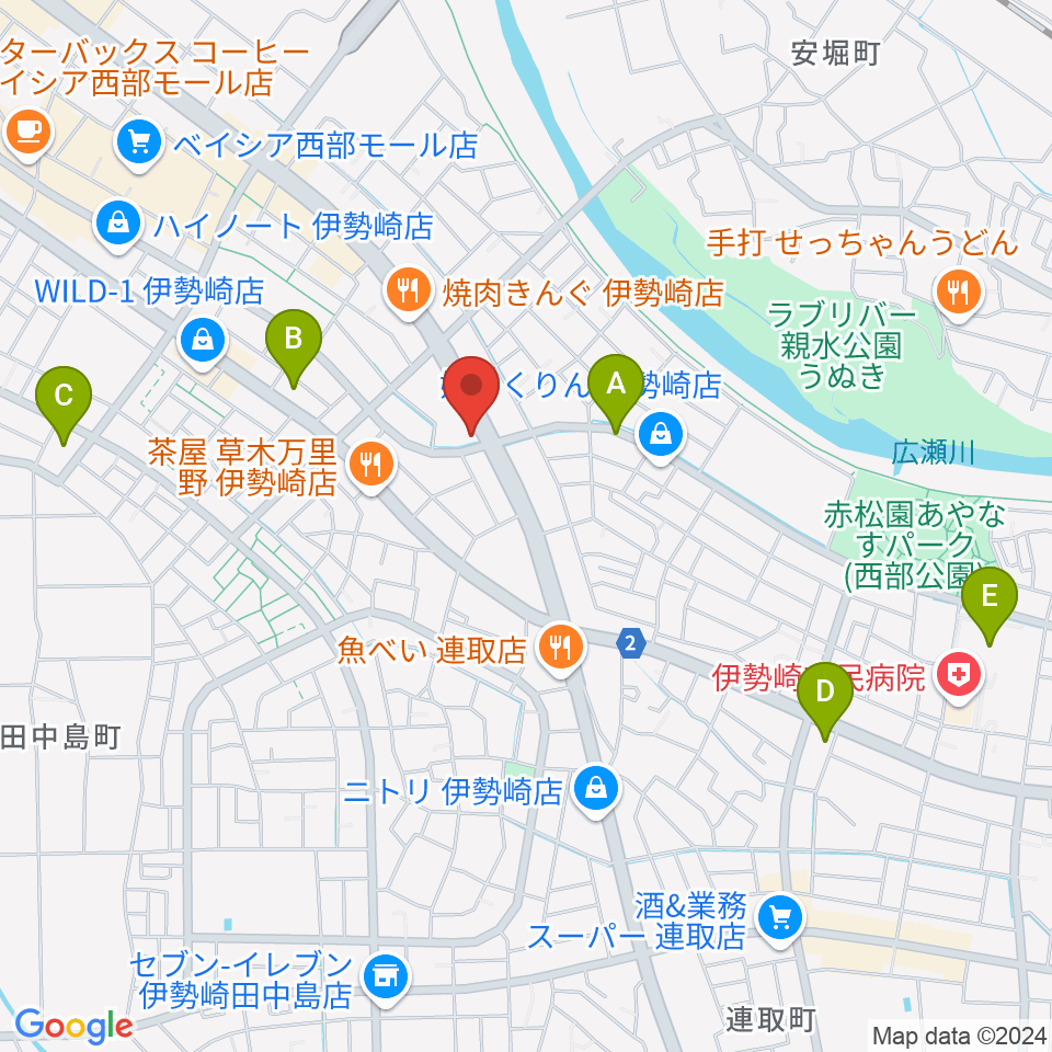 ピアノプラザ群馬 いせさき店周辺のコンビニエンスストア一覧地図