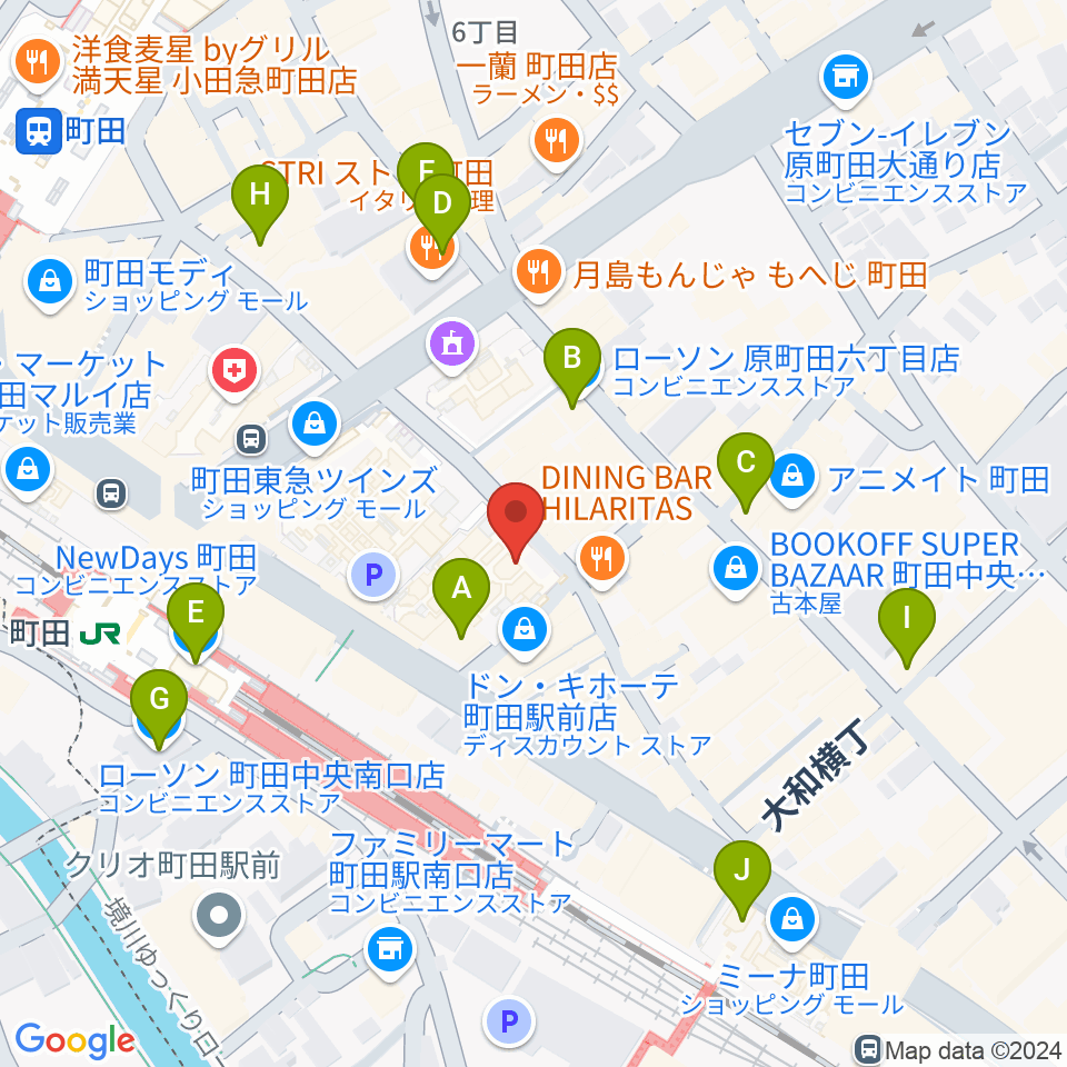 スガナミミュージックサロン町田周辺のコンビニエンスストア一覧地図