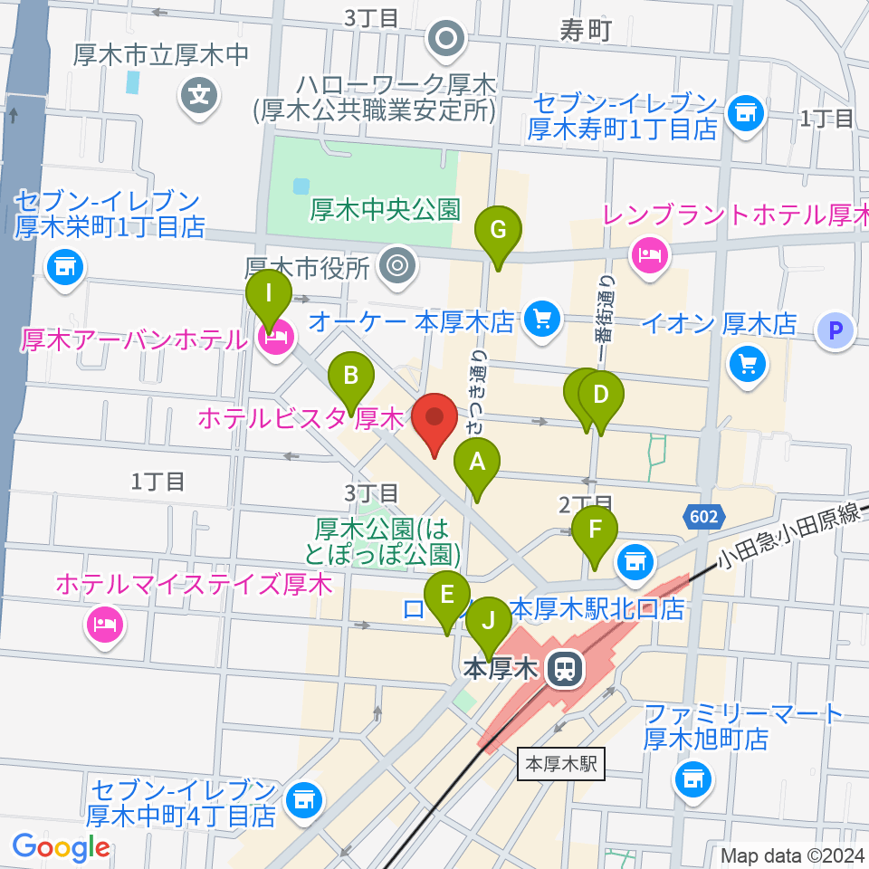 スガナミ楽器サウンドパーク厚木周辺のコンビニエンスストア一覧地図