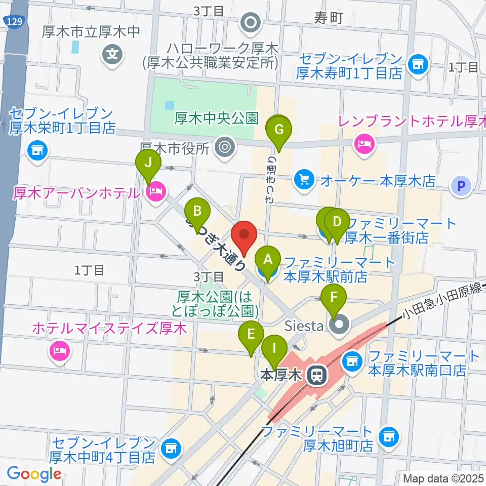スガナミ楽器サウンドパーク厚木周辺のコンビニエンスストア一覧地図