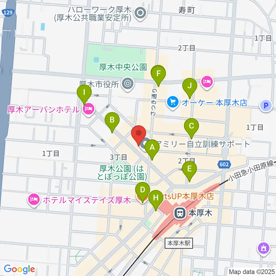 スガナミ楽器サウンドパーク厚木周辺のコンビニエンスストア一覧地図