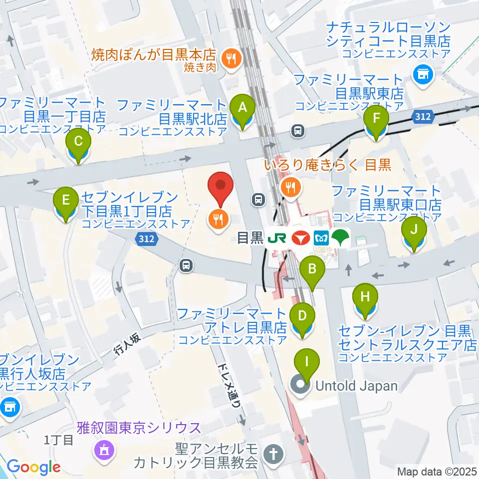 スガナミミュージックサロン目黒周辺のコンビニエンスストア一覧地図