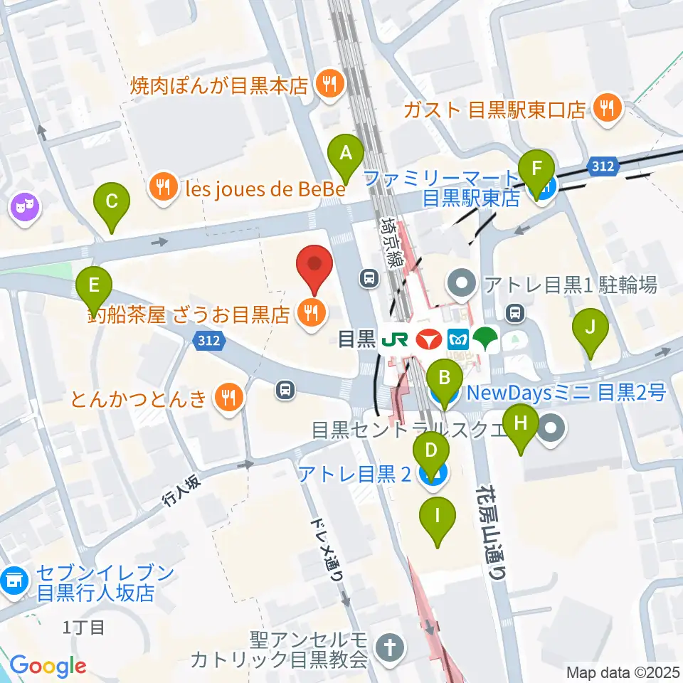 スガナミミュージックサロン目黒周辺のコンビニエンスストア一覧地図