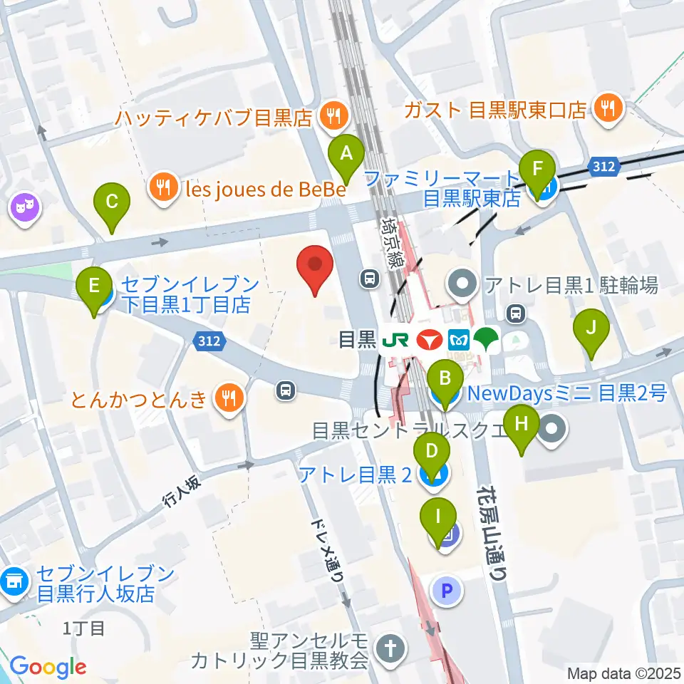 スガナミミュージックサロン目黒周辺のコンビニエンスストア一覧地図