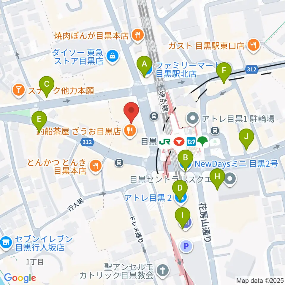 スガナミミュージックサロン目黒周辺のコンビニエンスストア一覧地図