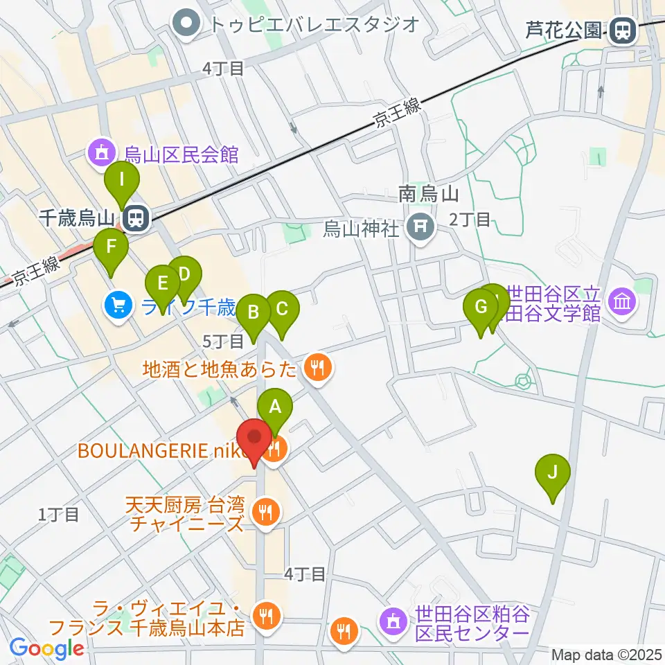 スガナミ楽器 烏山南口センター周辺のコンビニエンスストア一覧地図