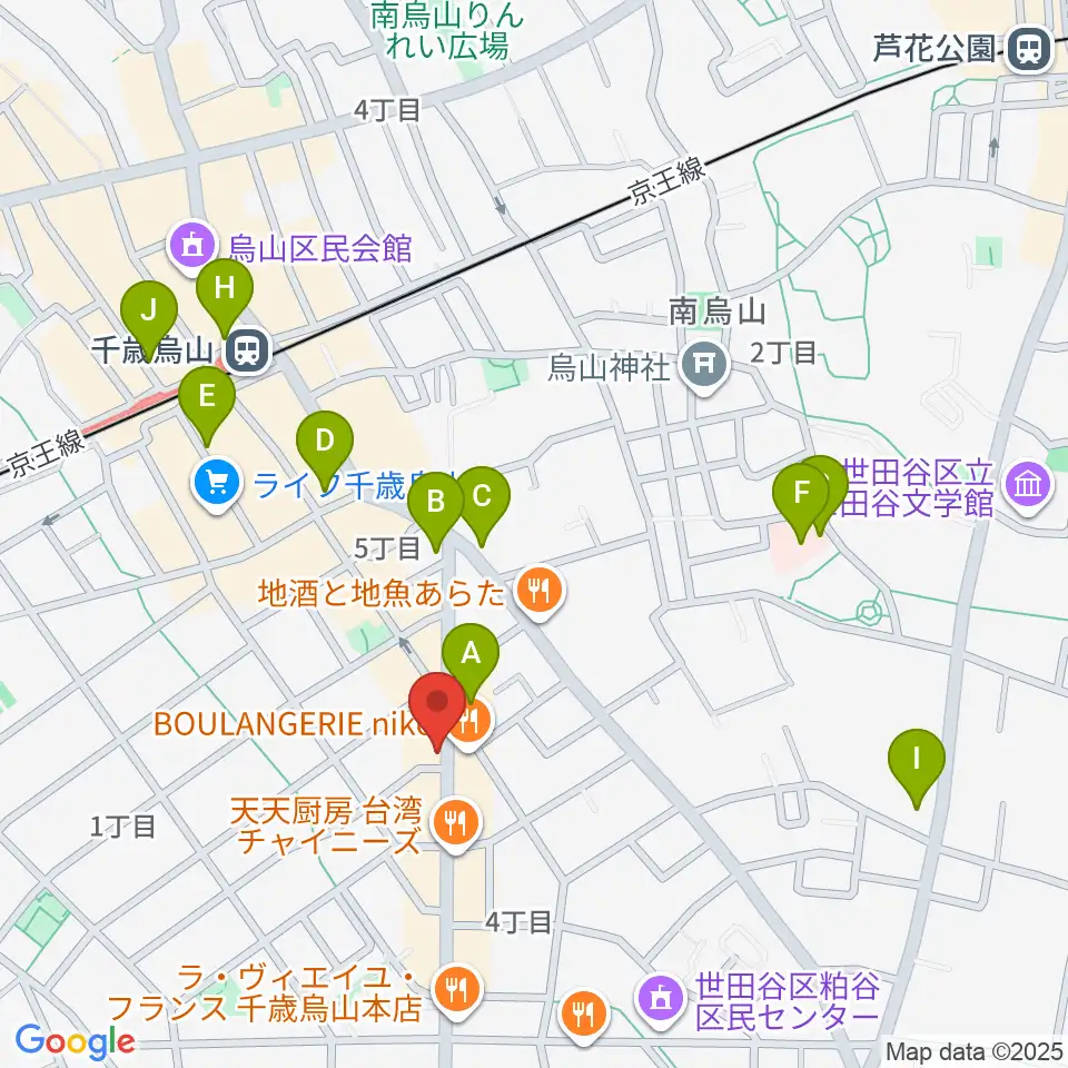 スガナミ楽器 烏山南口センター周辺のコンビニエンスストア一覧地図