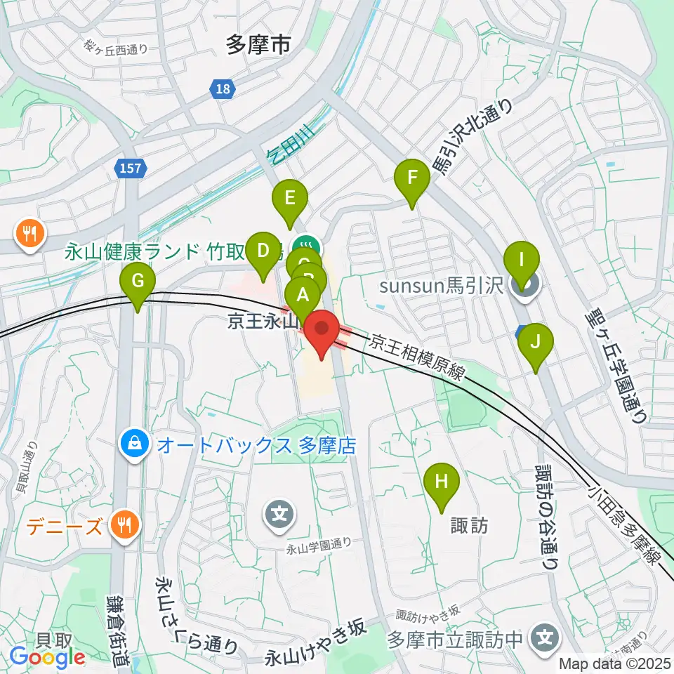 スガナミ楽器 永山センター周辺のコンビニエンスストア一覧地図