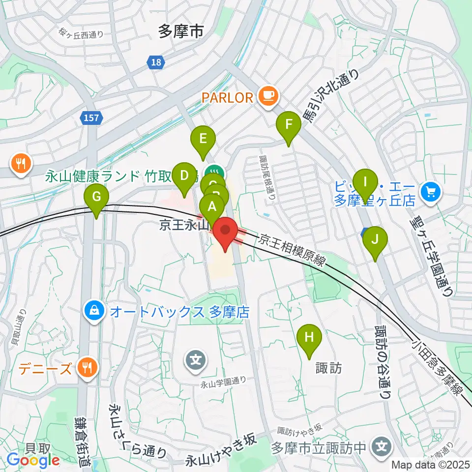 スガナミ楽器 永山センター周辺のコンビニエンスストア一覧地図