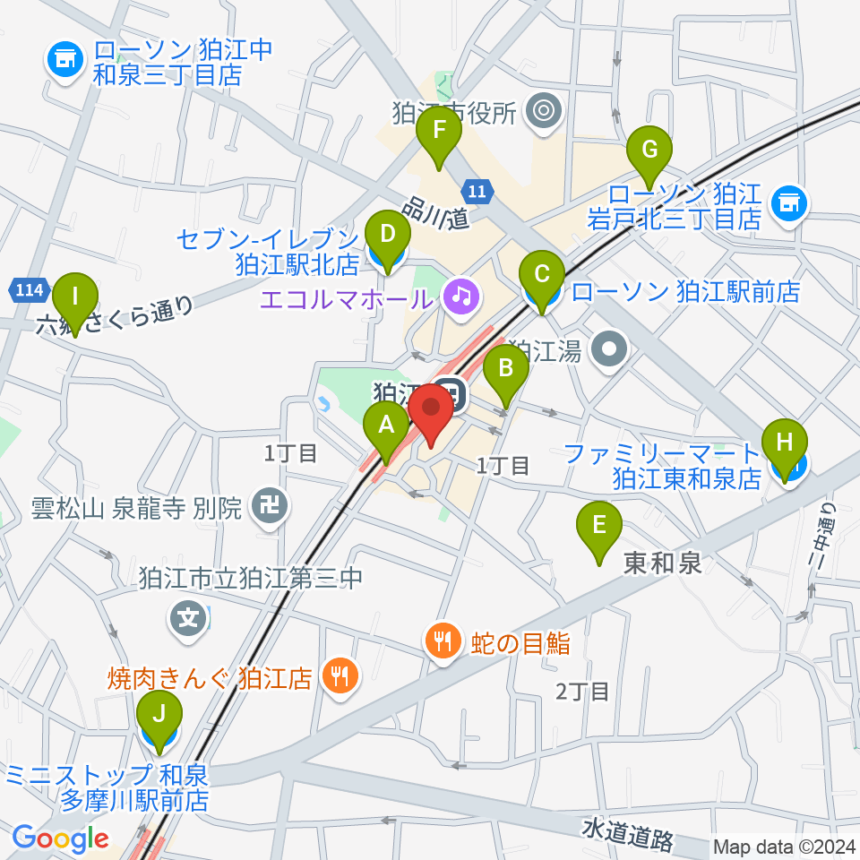 スガナミ楽器 狛江センター周辺のコンビニエンスストア一覧地図