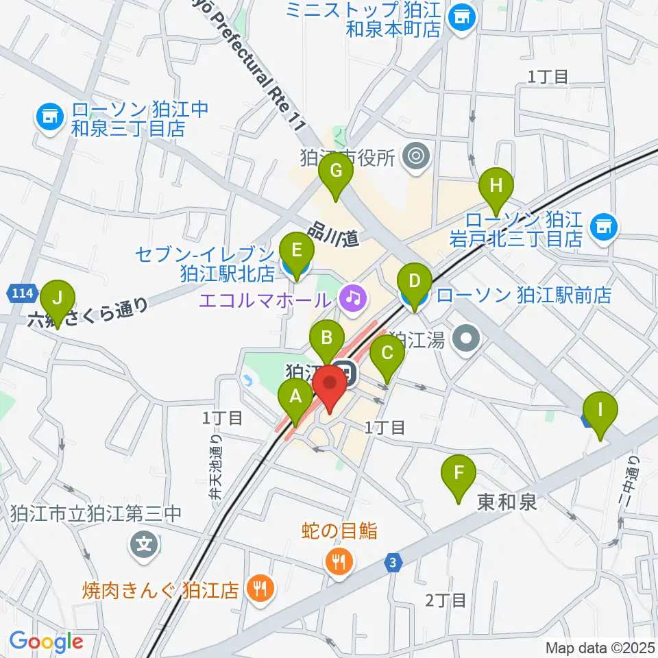 スガナミ楽器 狛江センター周辺のコンビニエンスストア一覧地図
