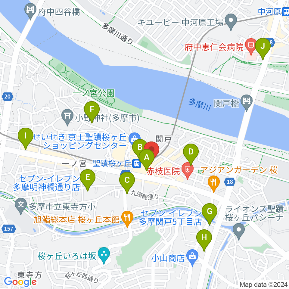 スガナミ楽器 桜ヶ丘センター周辺のコンビニエンスストア一覧地図