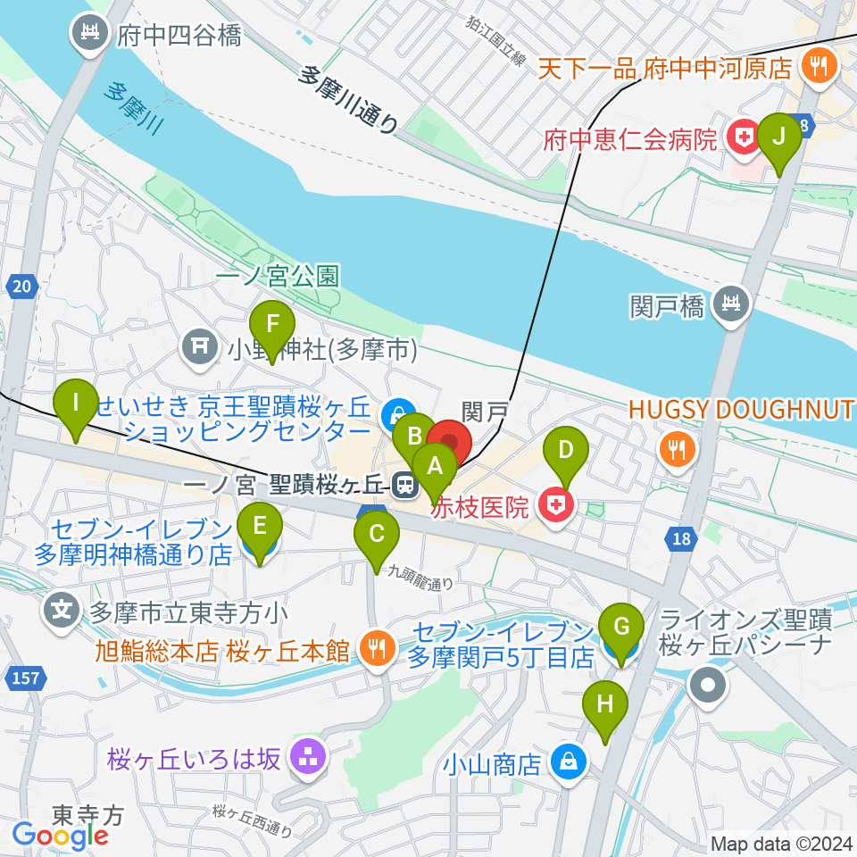 スガナミ楽器 桜ヶ丘センター周辺のコンビニエンスストア一覧地図