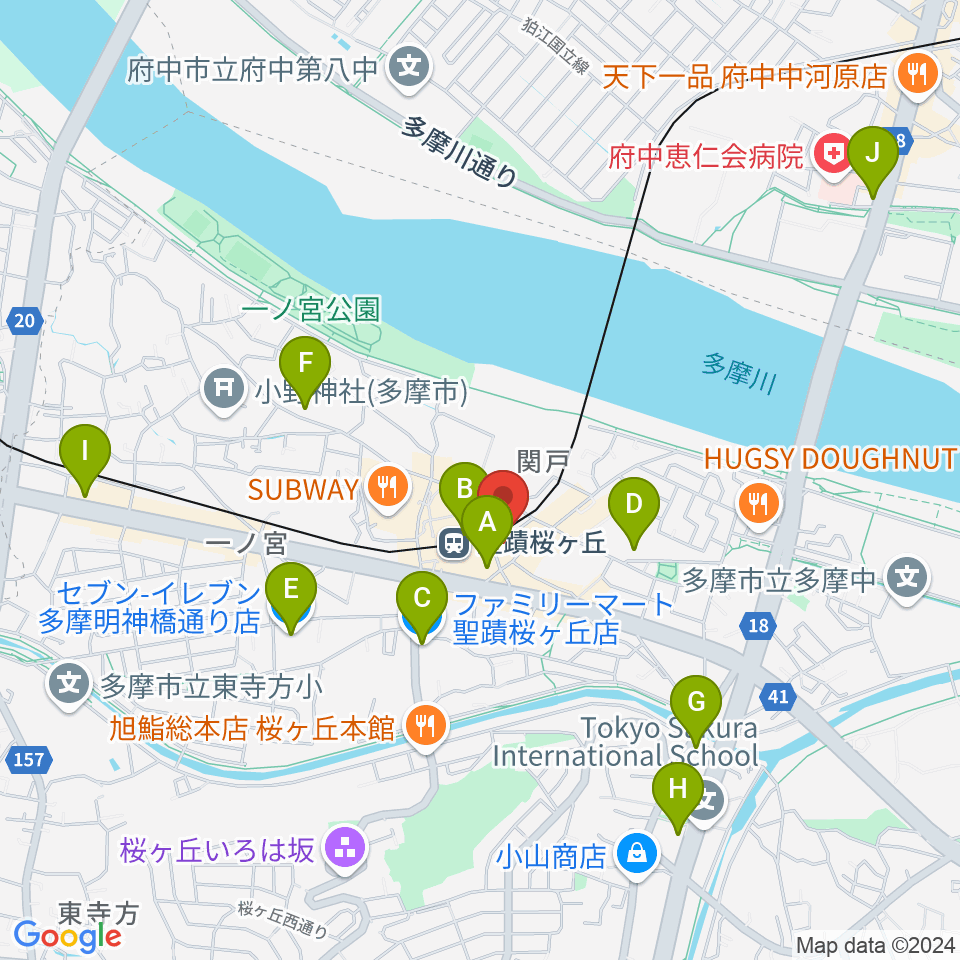 スガナミ楽器 桜ヶ丘センター周辺のコンビニエンスストア一覧地図