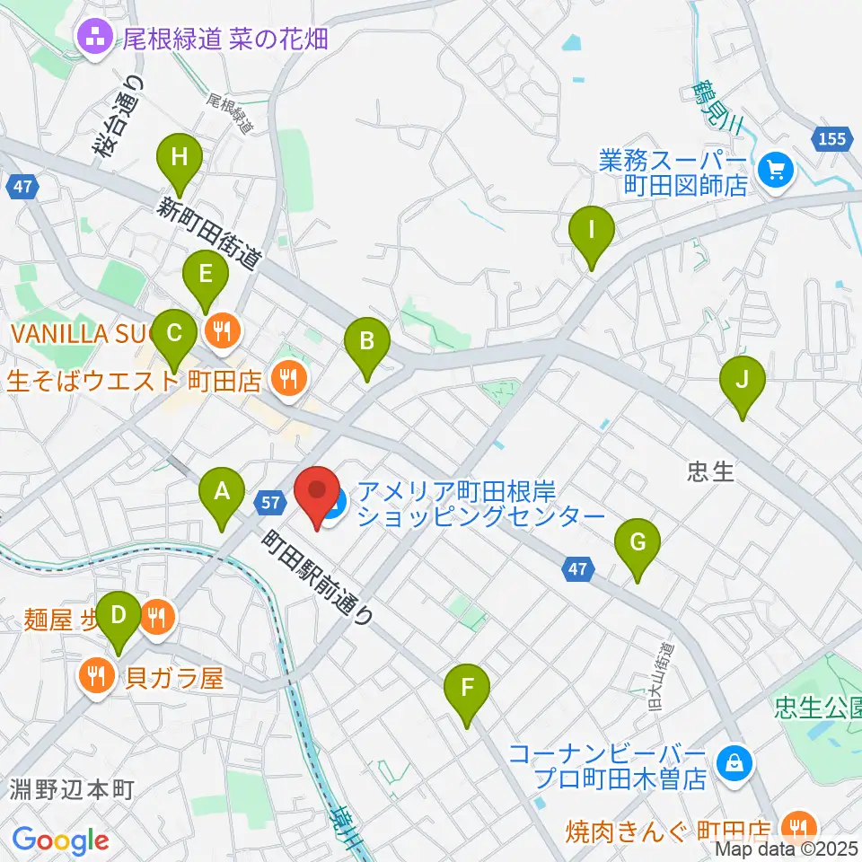 スガナミ楽器 町田根岸センター周辺のコンビニエンスストア一覧地図