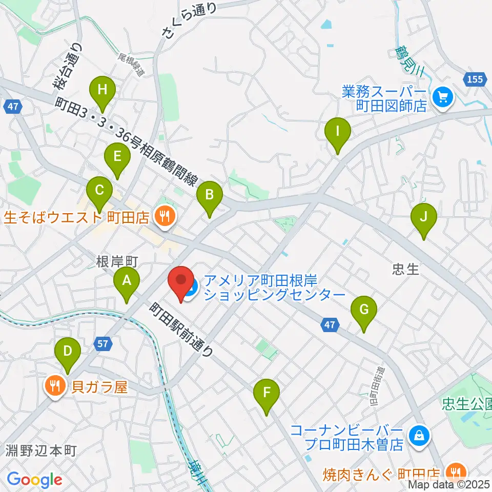 スガナミ楽器 町田根岸センター周辺のコンビニエンスストア一覧地図