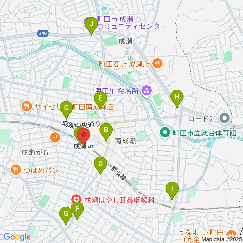 スガナミ楽器 成瀬センター周辺のコンビニエンスストア一覧地図