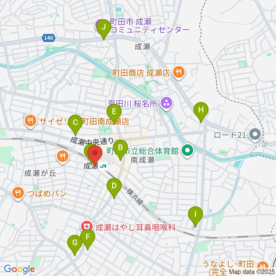 スガナミ楽器 成瀬センター周辺のコンビニエンスストア一覧地図