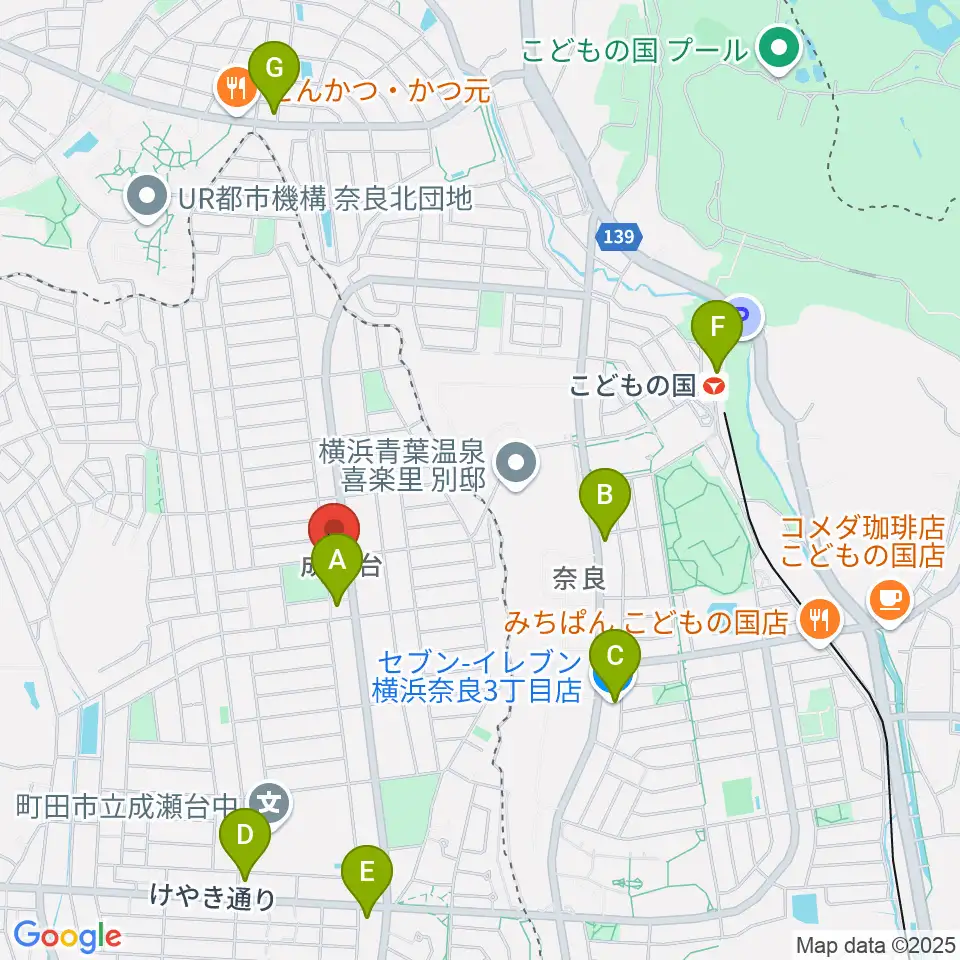 スガナミ楽器 成瀬台センター周辺のコンビニエンスストア一覧地図