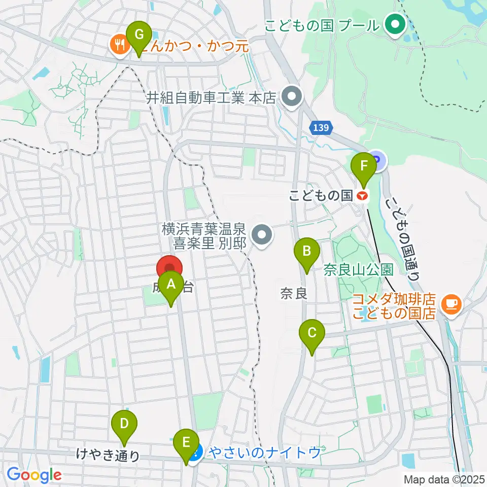 スガナミ楽器 成瀬台センター周辺のコンビニエンスストア一覧地図