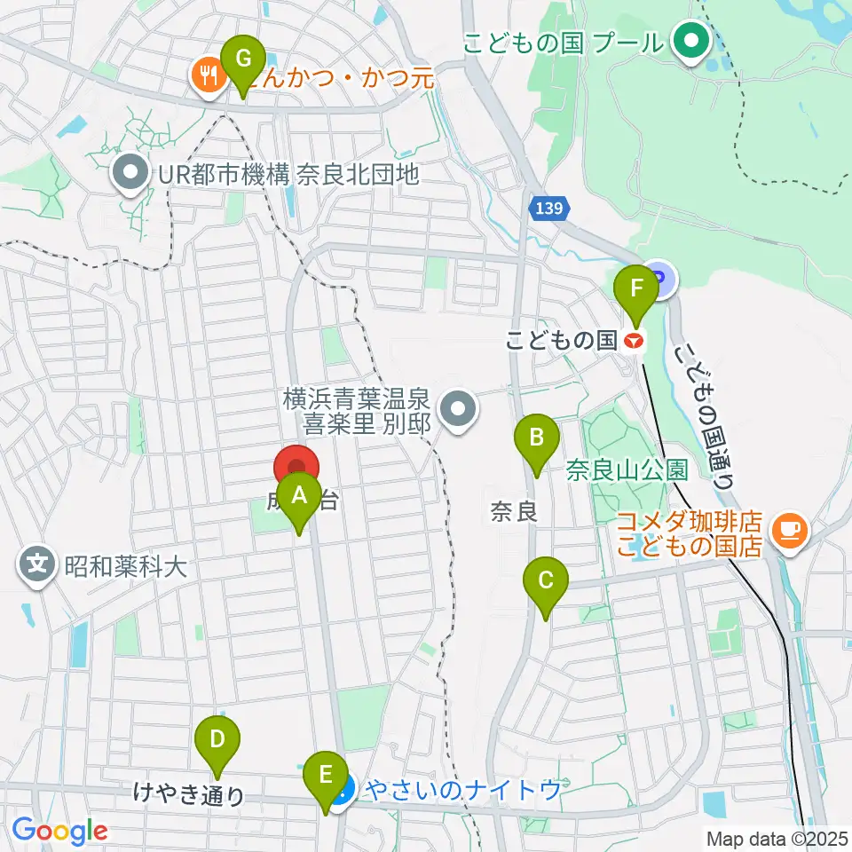 スガナミ楽器 成瀬台センター周辺のコンビニエンスストア一覧地図