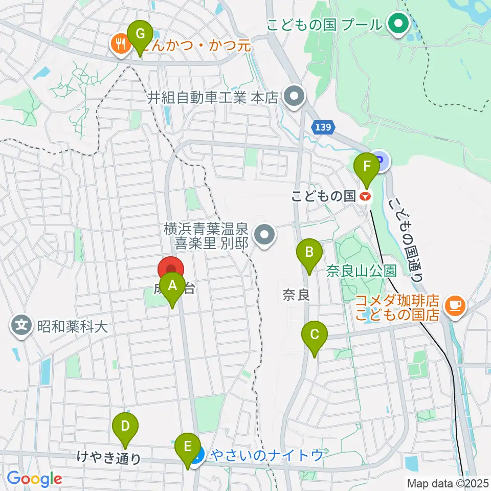 スガナミ楽器 成瀬台センター周辺のコンビニエンスストア一覧地図