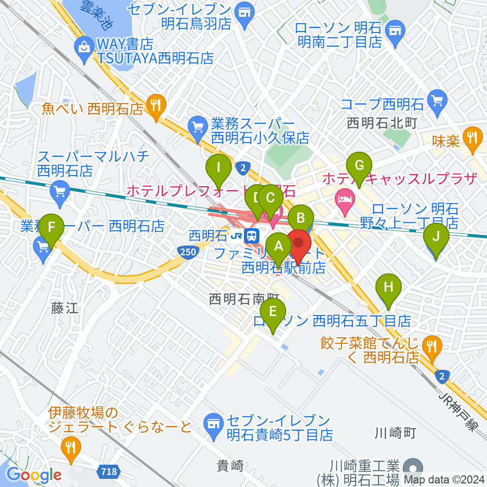 スガナミ楽器 西明石ミュージックセンター周辺のコンビニエンスストア一覧地図