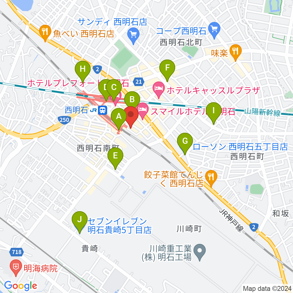 スガナミ楽器 西明石ミュージックセンター周辺のコンビニエンスストア一覧地図