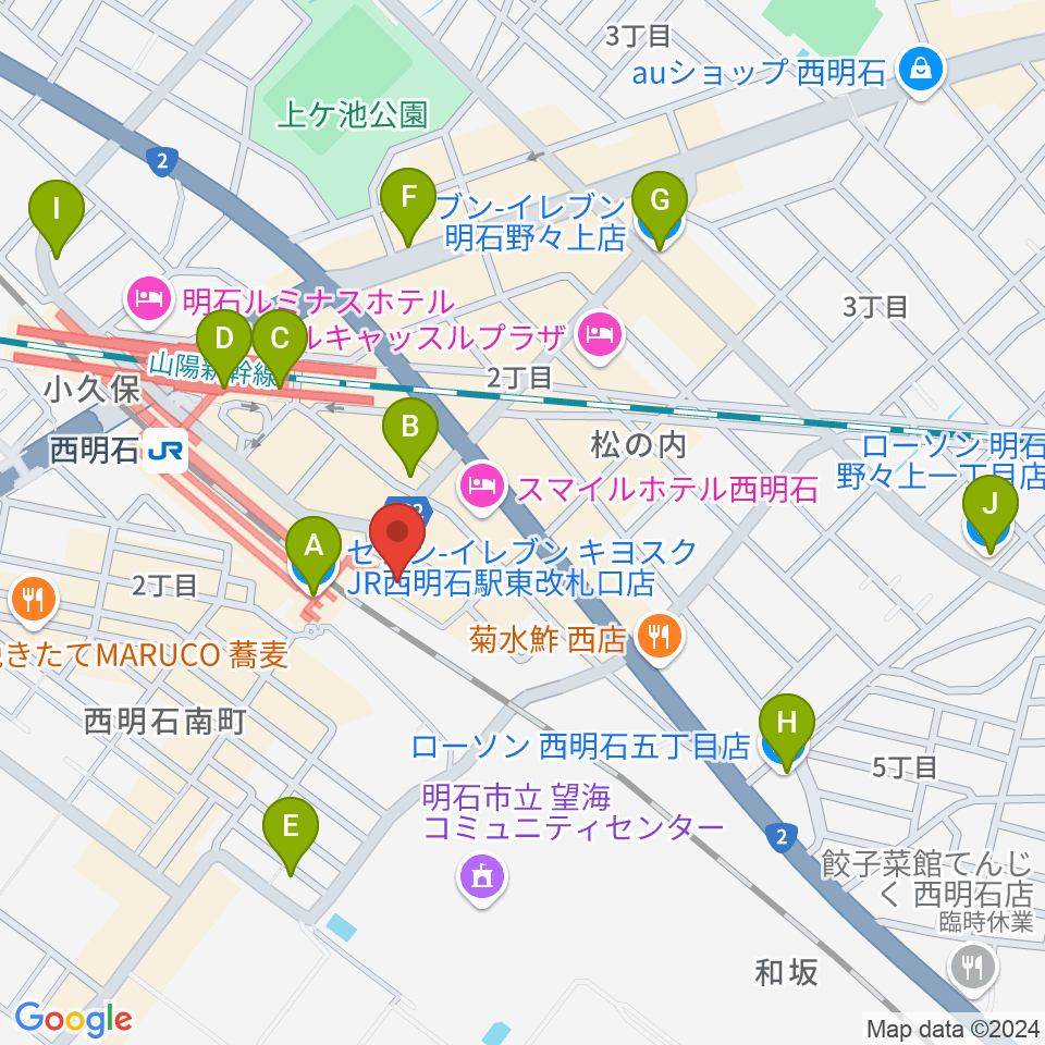 スガナミ楽器 西明石ミュージックセンター周辺のコンビニエンスストア一覧地図