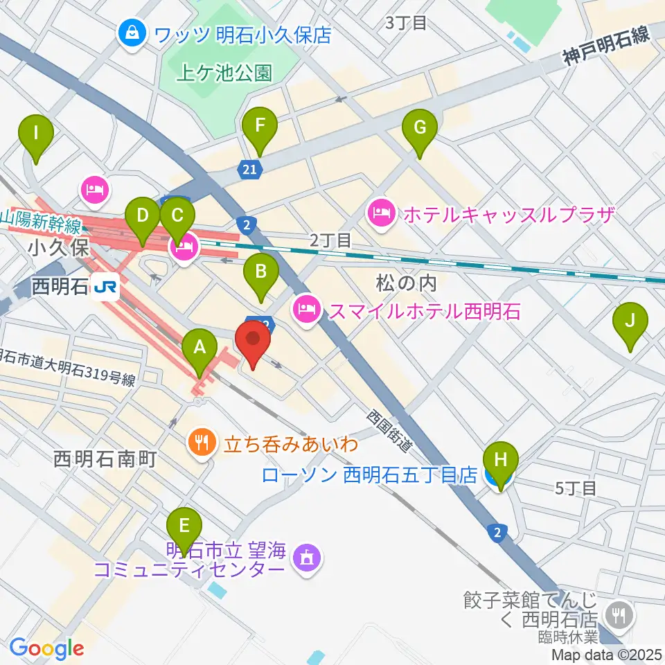 スガナミ楽器 西明石ミュージックセンター周辺のコンビニエンスストア一覧地図