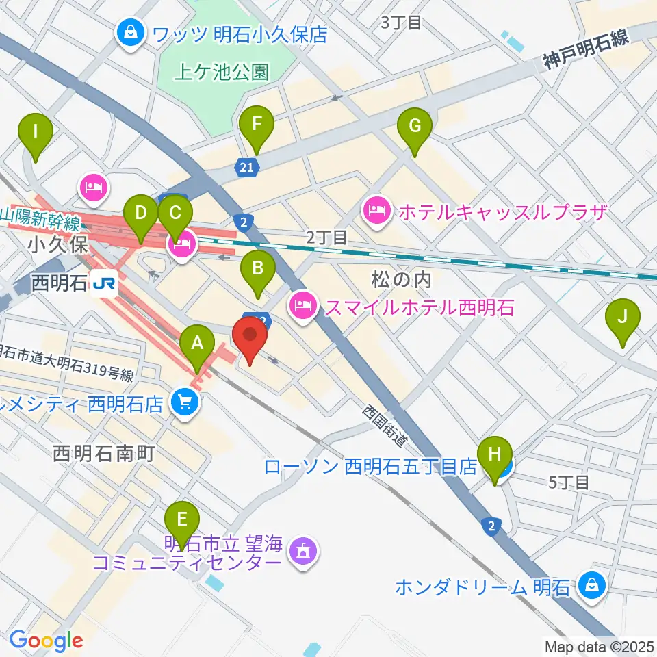 スガナミ楽器 西明石ミュージックセンター周辺のコンビニエンスストア一覧地図