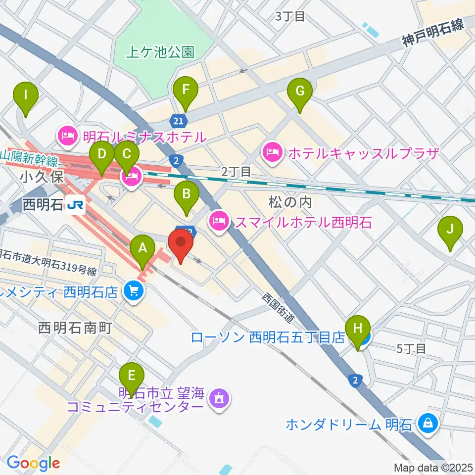 スガナミ楽器 西明石ミュージックセンター周辺のコンビニエンスストア一覧地図