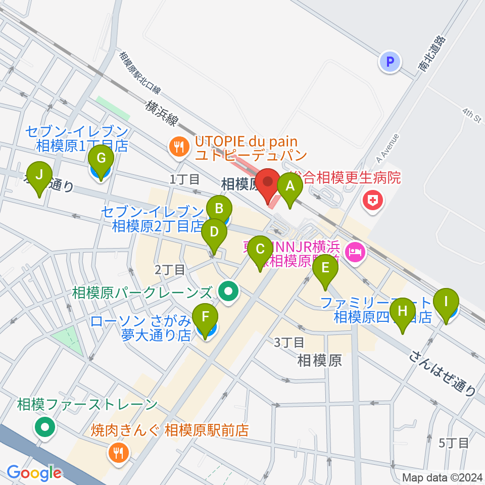 スガナミ楽器 相模原センター周辺のコンビニエンスストア一覧地図