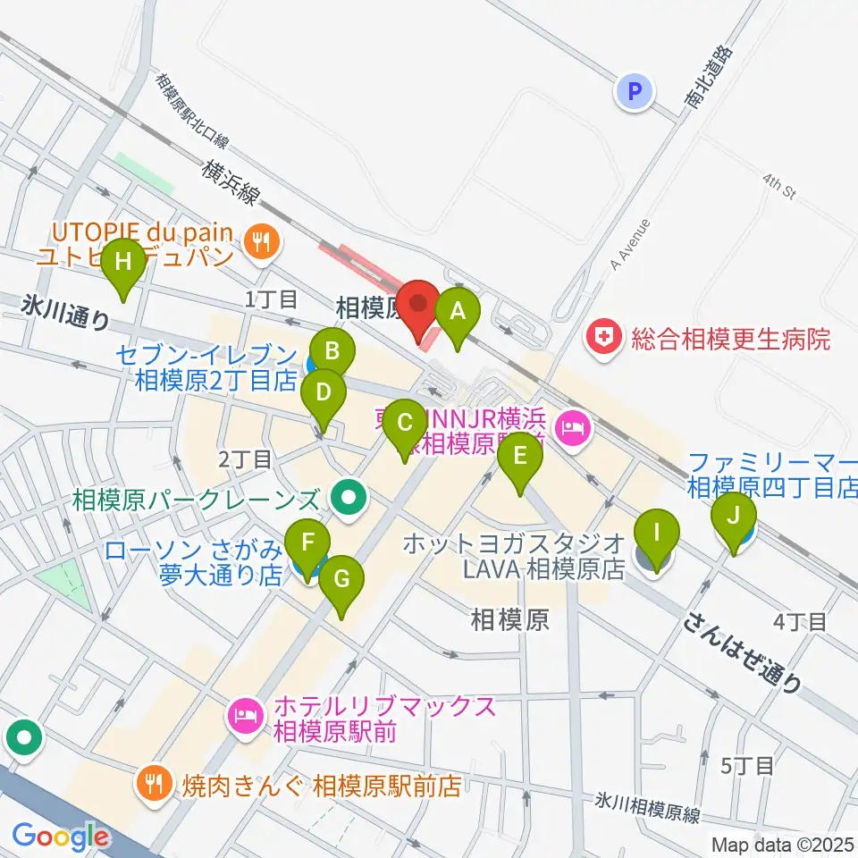 スガナミ楽器 相模原センター周辺のコンビニエンスストア一覧地図