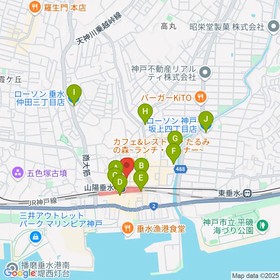スガナミ楽器 垂水ミュージックセンター周辺のコンビニエンスストア一覧地図