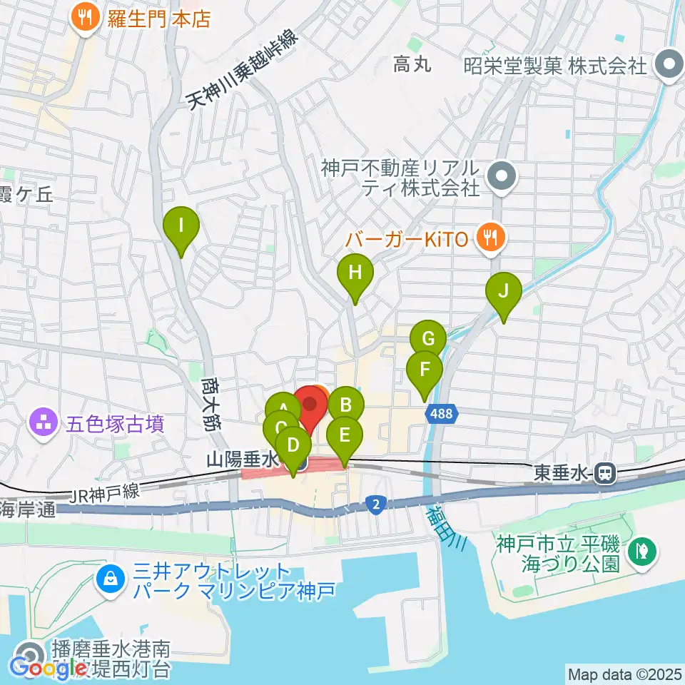 スガナミ楽器 垂水ミュージックセンター周辺のコンビニエンスストア一覧地図