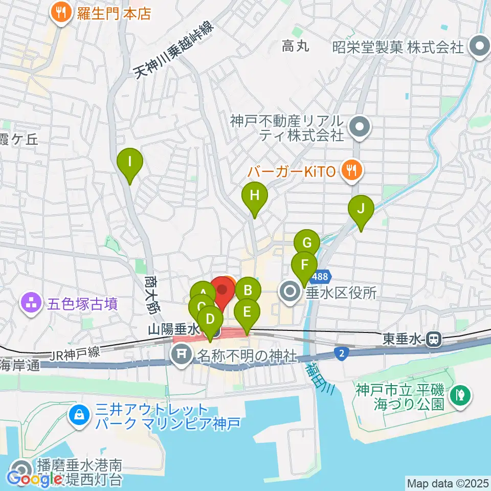 スガナミ楽器 垂水ミュージックセンター周辺のコンビニエンスストア一覧地図