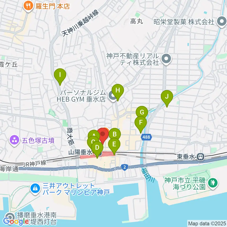 スガナミ楽器 垂水ミュージックセンター周辺のコンビニエンスストア一覧地図
