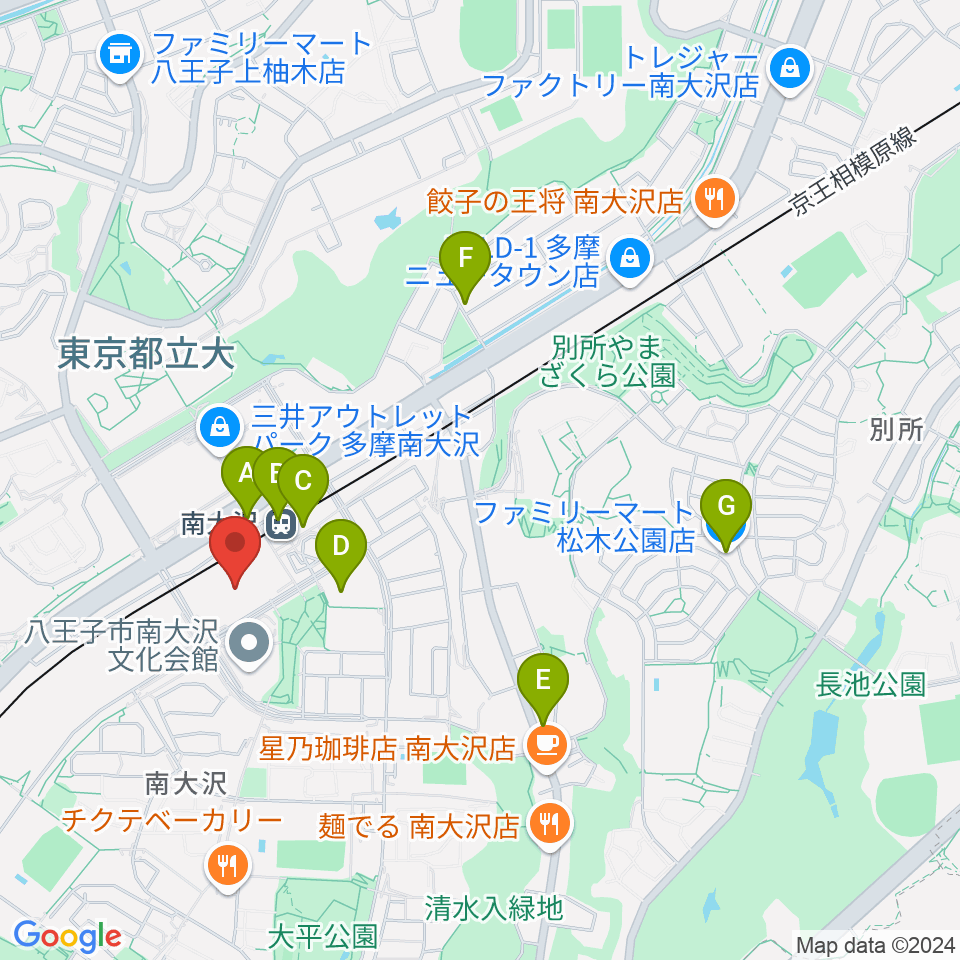 スガナミ楽器 南大沢駅前センター周辺のコンビニエンスストア一覧地図