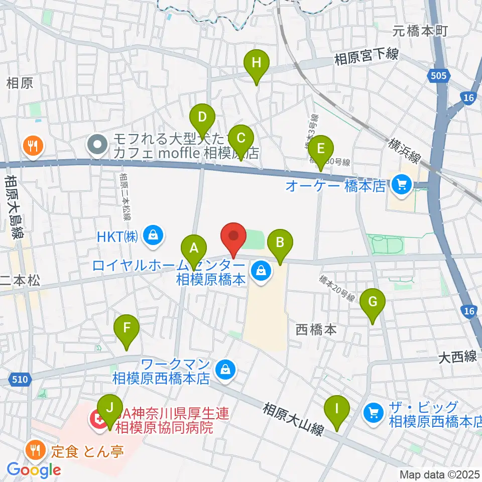 スガナミ楽器 西橋本センター周辺のコンビニエンスストア一覧地図