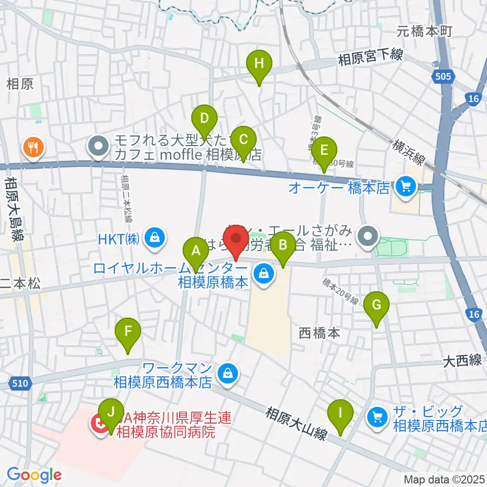 スガナミ楽器 西橋本センター周辺のコンビニエンスストア一覧地図