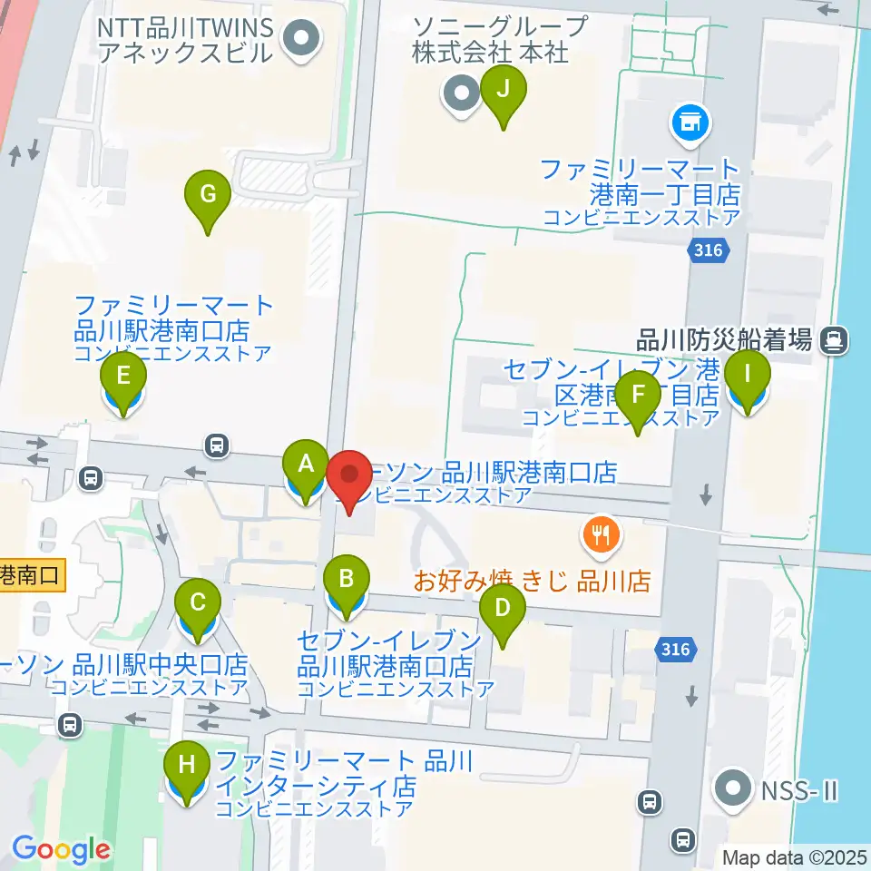 スガナミミュージックサロン品川周辺のコンビニエンスストア一覧地図
